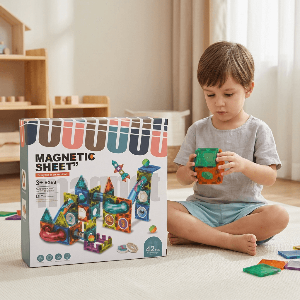 Kids Magnetic Blocks Marble Run Set 42 Pieces