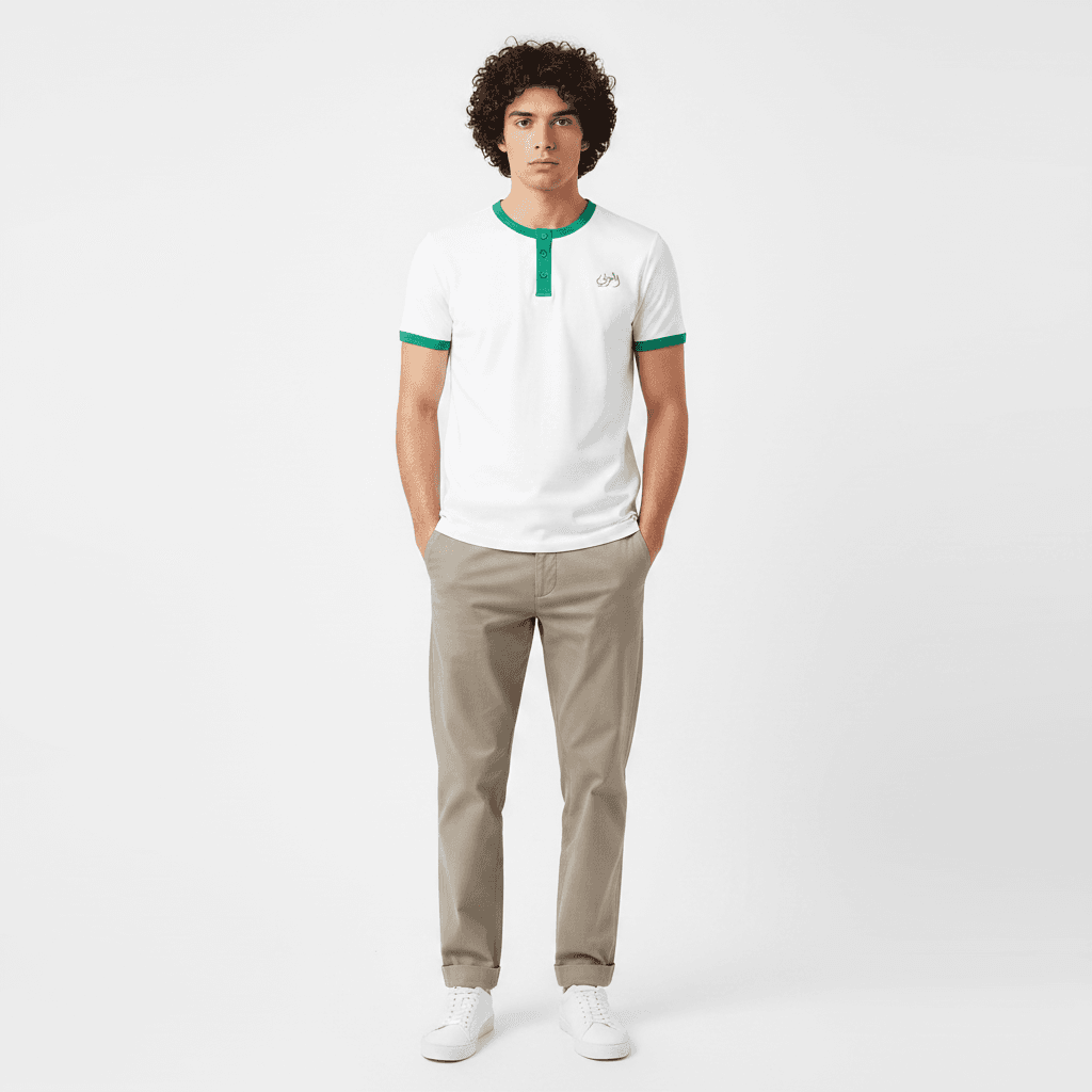 Al-Arabi Sc Men T-Shirt Henley Neck Short Sleeve