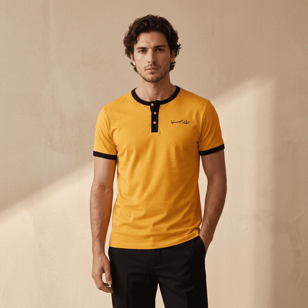 Qadsia SC Fans Men Henley T-Shirt - Yellow