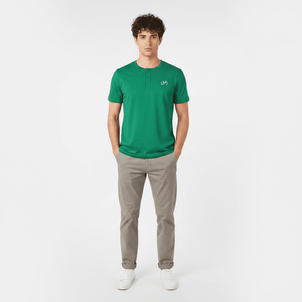 Al-Arabi Sc Men T-Shirt Henley Neck Short Sleeve